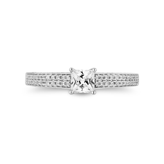 Enchanted Disney Ariel 0.95 CT. T.W. Princess-Cut Diamond Double Row Engagement Ring in 14K Two-Tone Gold