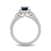 Thumbnail Image 2 of Enchanted Disney Cinderella Oval London Blue Topaz and 0.29 CT. T.W. Diamond Frame Engagement Ring in 14K White Gold