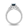 Thumbnail Image 3 of Enchanted Disney Cinderella Oval London Blue Topaz and 0.29 CT. T.W. Diamond Frame Engagement Ring in 14K White Gold