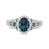 Thumbnail Image 3 of Enchanted Disney Cinderella Oval London Blue Topaz and 0.29 CT. T.W. Diamond Frame Engagement Ring in 14K White Gold