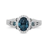 Thumbnail Image 4 of Enchanted Disney Cinderella Oval London Blue Topaz and 0.29 CT. T.W. Diamond Frame Engagement Ring in 14K White Gold