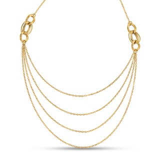 Interlocking Layered Circles Multi-Strand Necklace in 14K Gold