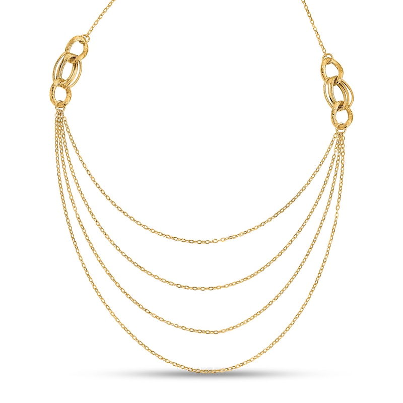 Interlocking Layered Circles Multi-Strand Necklace in 14K Gold|Peoples Jewellers