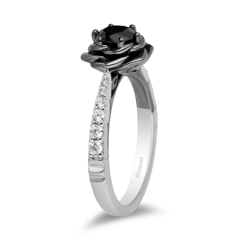 Main Image 2 of Enchanted Disney Villains Maleficent 0.95 CT. T.W. Black and White Diamond Rose Engagement Ring in 14K White Gold