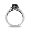 Thumbnail Image 3 of Enchanted Disney Villains Maleficent 0.95 CT. T.W. Black and White Diamond Rose Engagement Ring in 14K White Gold