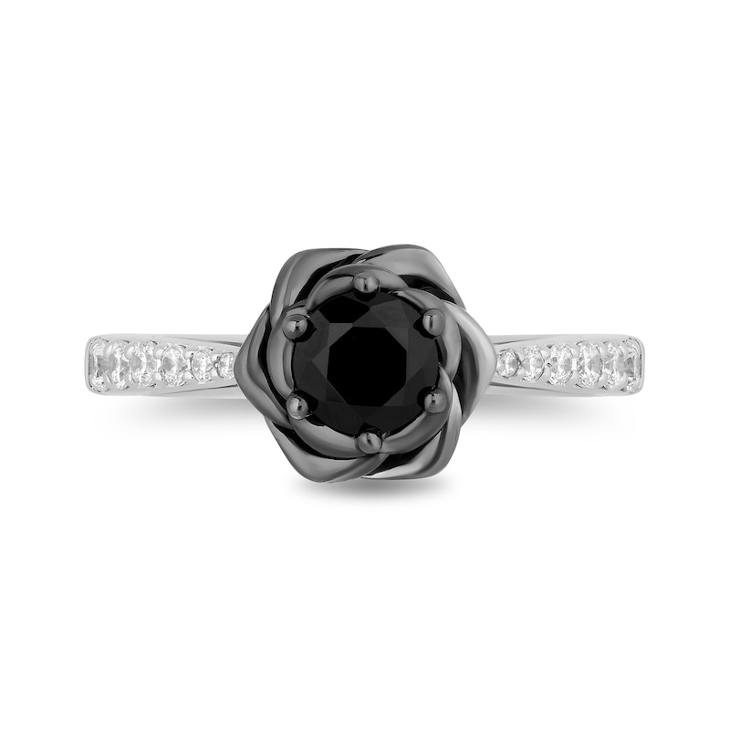 Main Image 4 of Enchanted Disney Villains Maleficent 0.95 CT. T.W. Black and White Diamond Rose Engagement Ring in 14K White Gold