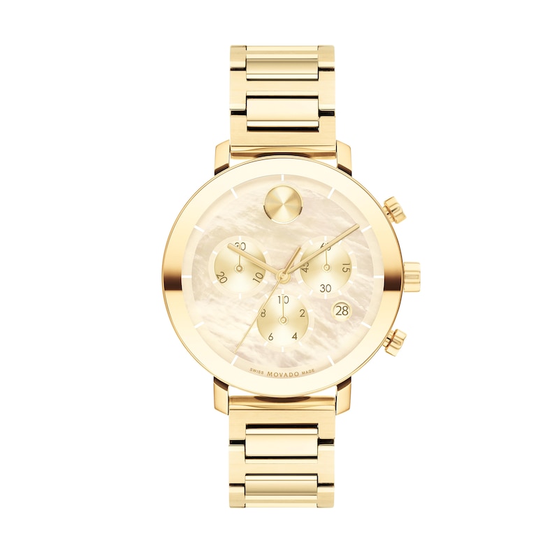 Ladies' Movado Bold® Evolution Gold-Tone IP Chronograph Watch with Mother-of-Pearl Dial (Model: 3600788)