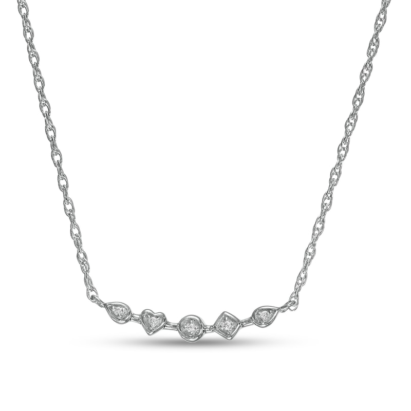 Main Image 1 of Diamond Accent Five Stone Multi-Shape Necklace in Sterling Silver