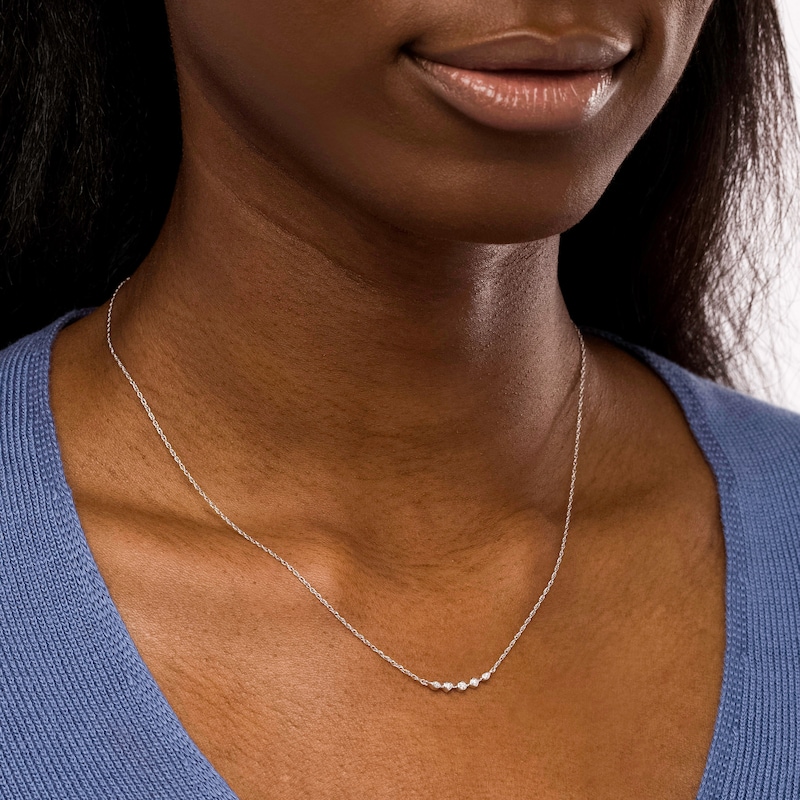 Main Image 2 of Diamond Accent Five Stone Multi-Shape Necklace in Sterling Silver
