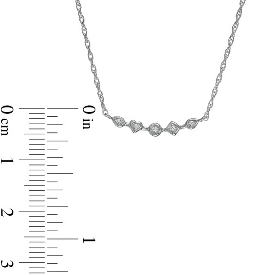 Diamond Accent Five Stone Multi-Shape Necklace in Sterling Silver