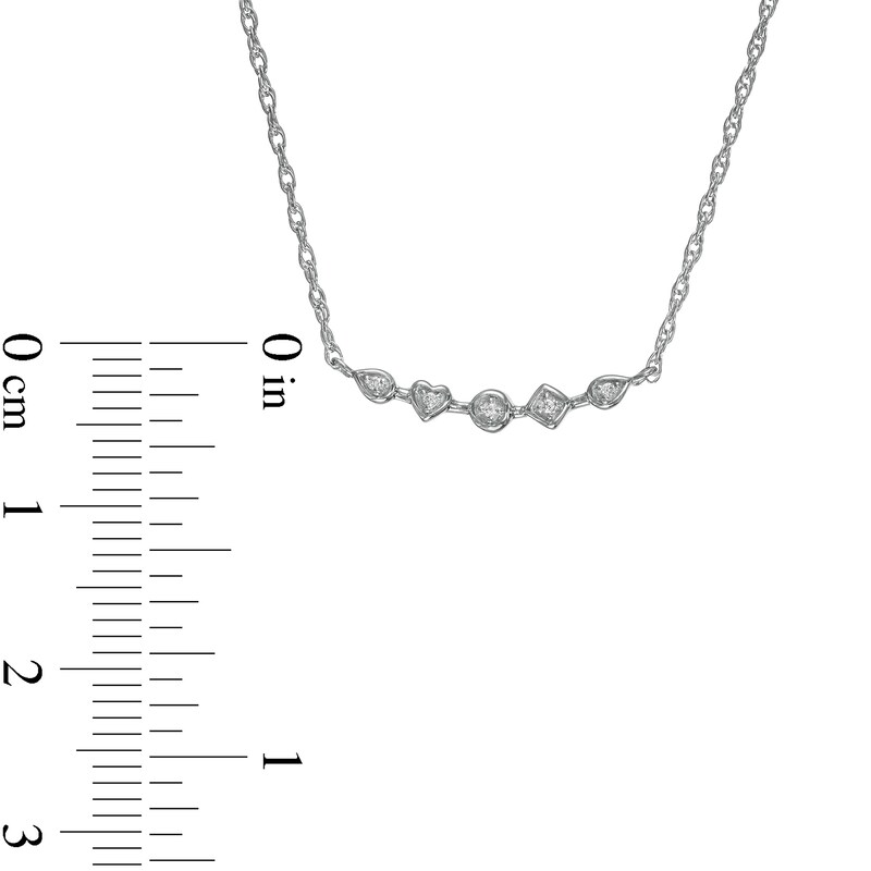 Main Image 3 of Diamond Accent Five Stone Multi-Shape Necklace in Sterling Silver