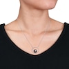 Thumbnail Image 2 of 9.5-10.0mm Black Tahitian Cultured Pearl and White Sapphire Circle Necklace in 10K White Gold