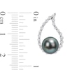 Thumbnail Image 3 of 8.0-8.5mm Black Tahitian Cultured Pearl and White Sapphire Teardrop Earrings in 10K White Gold