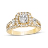 Thumbnail Image 0 of Celebration Ideal 1.58 CT. T.W. Diamond Cushion-Shaped Frame Split Shank Engagement Ring in 14K Gold