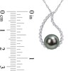 Thumbnail Image 3 of 8.0-8.5mm Black Tahitian Cultured Pearl and White Sapphire Teardrop Pendant in 10K White Gold