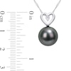 Thumbnail Image 2 of 9.5-10.0mm Black Cultured Tahitian Pearl and 0.05 CT. T.W. Diamond Heart Pendant in 10K White Gold