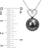 Thumbnail Image 2 of 9.5-10.0mm Black Cultured Tahitian Pearl and 0.05 CT. T.W. Diamond Heart Pendant in 10K White Gold