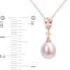 Thumbnail Image 3 of 9.0-9.5mm Pink Oval Freshwater Cultured Pearl, Morganite and Diamond Accent Drop Pendant in 10K Rose Gold