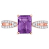 Thumbnail Image 3 of Emerald-Cut Amethyst and 0.19 CT. T.W. Diamond Tapered Split Shank Ring in 14K Rose Gold