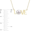 7.0-7.5mm Freshwater Cultured Pearl "LOVE" Necklace in 10K Gold-17"