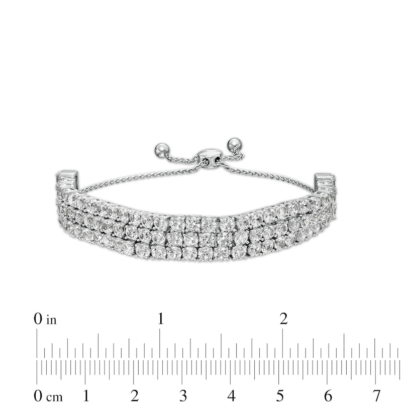 Main Image 3 of 3.0mm White Lab-Created Sapphire Triple Row Bolo Bracelet in Sterling Silver - 9"
