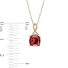 Thumbnail Image 2 of 7.0mm Cushion-Cut Garnet and Diamond Accent Tri-Top Infinity Drop Pendant in 10K Gold