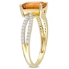 Thumbnail Image 2 of Emerald-Cut Citrine and 0.19 CT. T.W. Diamond Tapered Split Shank Ring in 14K Gold