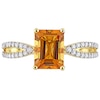 Thumbnail Image 3 of Emerald-Cut Citrine and 0.19 CT. T.W. Diamond Tapered Split Shank Ring in 14K Gold