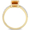 Thumbnail Image 4 of Emerald-Cut Citrine and 0.19 CT. T.W. Diamond Tapered Split Shank Ring in 14K Gold