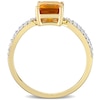 Emerald-Cut Citrine and 0.19 CT. T.W. Diamond Tapered Split Shank Ring in 14K Gold