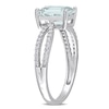 Thumbnail Image 2 of Emerald-Cut Aquamarine and 0.19 CT. T.W. Diamond Tapered Split Shank Ring in 14K White Gold