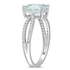 Emerald-Cut Aquamarine and 0.19 CT. T.W. Diamond Tapered Split Shank Ring in 14K White Gold