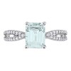 Thumbnail Image 3 of Emerald-Cut Aquamarine and 0.19 CT. T.W. Diamond Tapered Split Shank Ring in 14K White Gold