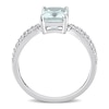 Emerald-Cut Aquamarine and 0.19 CT. T.W. Diamond Tapered Split Shank Ring in 14K White Gold