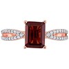Thumbnail Image 4 of Emerald-Cut Garnet and 0.19 CT. T.W. Diamond Tapered Split Shank Ring in 14K Rose Gold