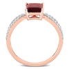 Thumbnail Image 5 of Emerald-Cut Garnet and 0.19 CT. T.W. Diamond Tapered Split Shank Ring in 14K Rose Gold