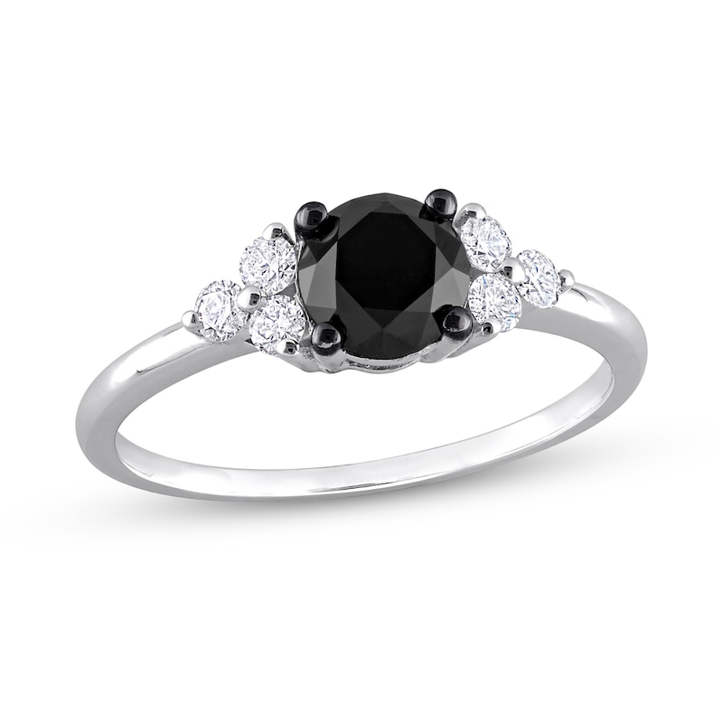 Main Image 1 of 1.21 CT. T.W. Black Enhanced and White Diamond Tri-Sides Engagement Ring in 10K White Gold