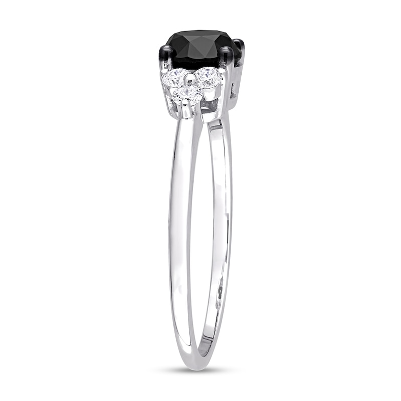 Main Image 3 of 1.21 CT. T.W. Black Enhanced and White Diamond Tri-Sides Engagement Ring in 10K White Gold