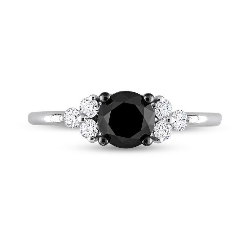 1.21 CT. T.W. Black Enhanced and White Diamond Tri-Sides Engagement Ring in 10K White Gold
