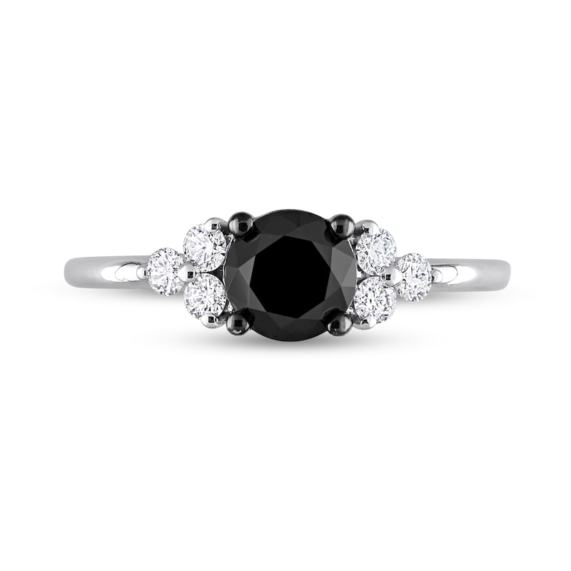 Main Image 4 of 1.21 CT. T.W. Black Enhanced and White Diamond Tri-Sides Engagement Ring in 10K White Gold