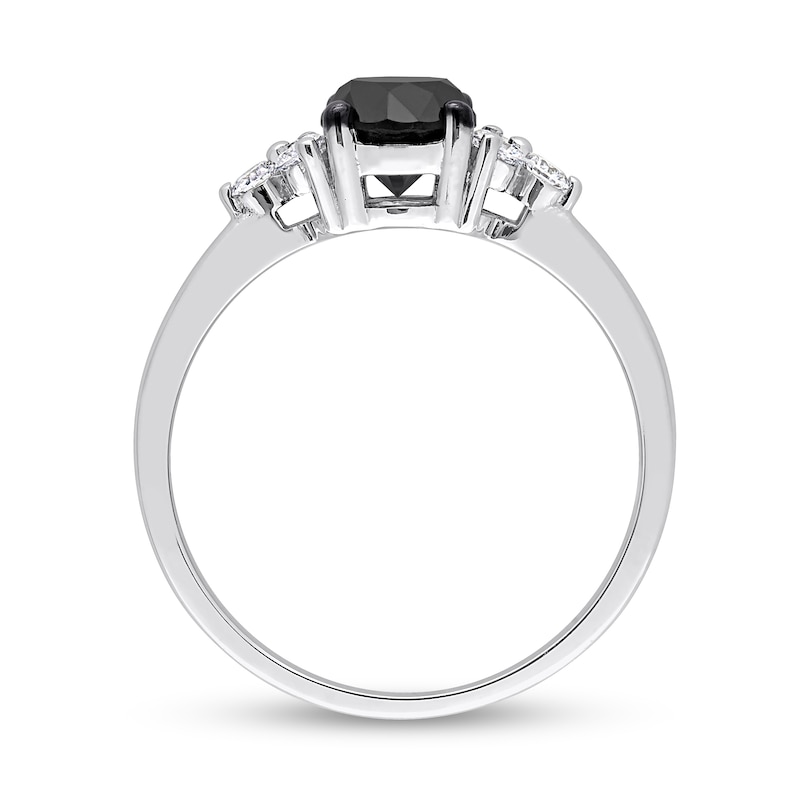 Main Image 5 of 1.21 CT. T.W. Black Enhanced and White Diamond Tri-Sides Engagement Ring in 10K White Gold
