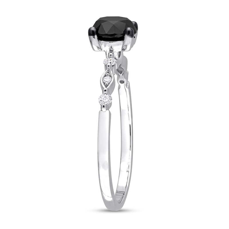 1.09 CT. T.W. Black Enhanced and White Diamond Engagement Ring in 10K White Gold