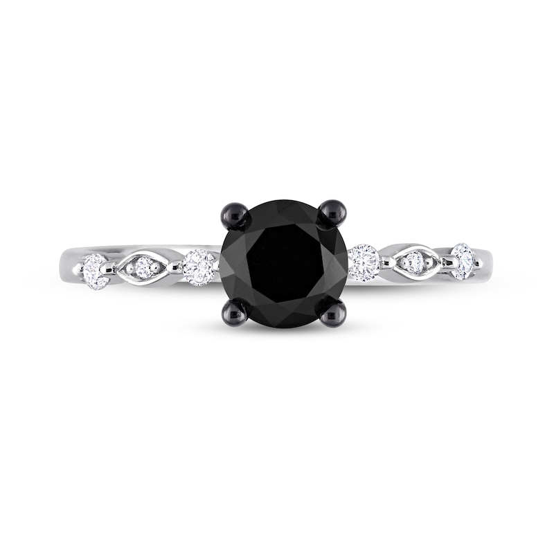 1.09 CT. T.W. Black Enhanced and White Diamond Engagement Ring in 10K White Gold