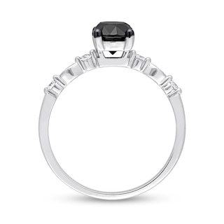 1.09 CT. T.W. Black Enhanced and White Diamond Engagement Ring in 10K White Gold