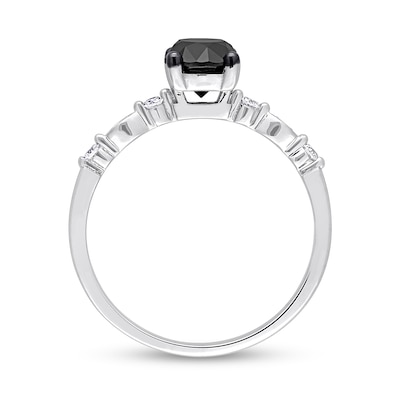 1.09 CT. T.W. Black Enhanced and White Diamond Engagement Ring in 10K White Gold
