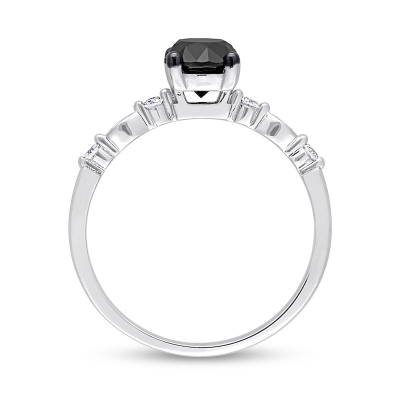 1.09 CT. T.W. Black Enhanced and White Diamond Engagement Ring in 10K White Gold