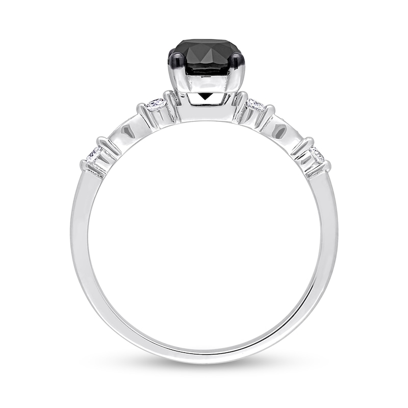 Main Image 5 of 1.09 CT. T.W. Black Enhanced and White Diamond Engagement Ring in 10K White Gold