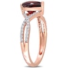 Thumbnail Image 3 of 8.0mm Heart-Shaped Garnet and 0.20 CT. T.W. Diamond Twist Split Shank Ring in 14K Rose Gold