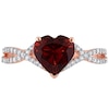 Thumbnail Image 4 of 8.0mm Heart-Shaped Garnet and 0.20 CT. T.W. Diamond Twist Split Shank Ring in 14K Rose Gold