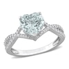 Thumbnail Image 0 of 8.0mm Heart-Shaped Aquamarine and 0.20 CT. T.W. Diamond Twist Split Shank Ring in 14K White Gold